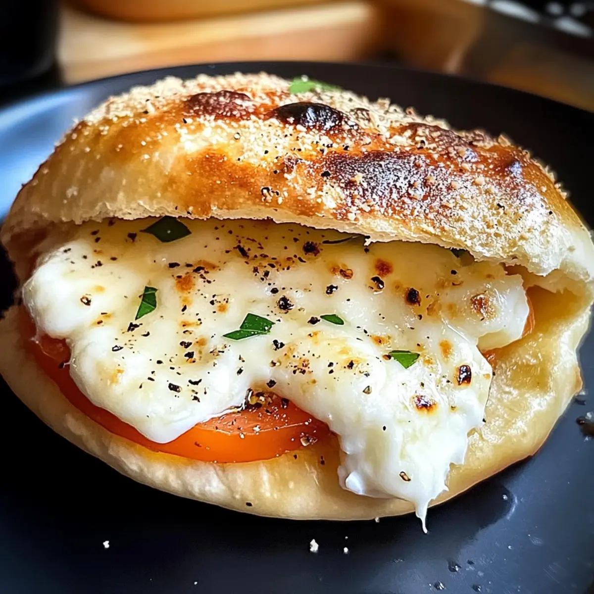 Heißer Schafskäse im Fladenbrot